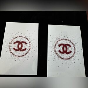 2 double cc Chanel notecards cream and red holiday limited edition rare